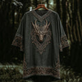 Men's Viking Dragon Head Embroidery Casual T Shirt artswardrobe
