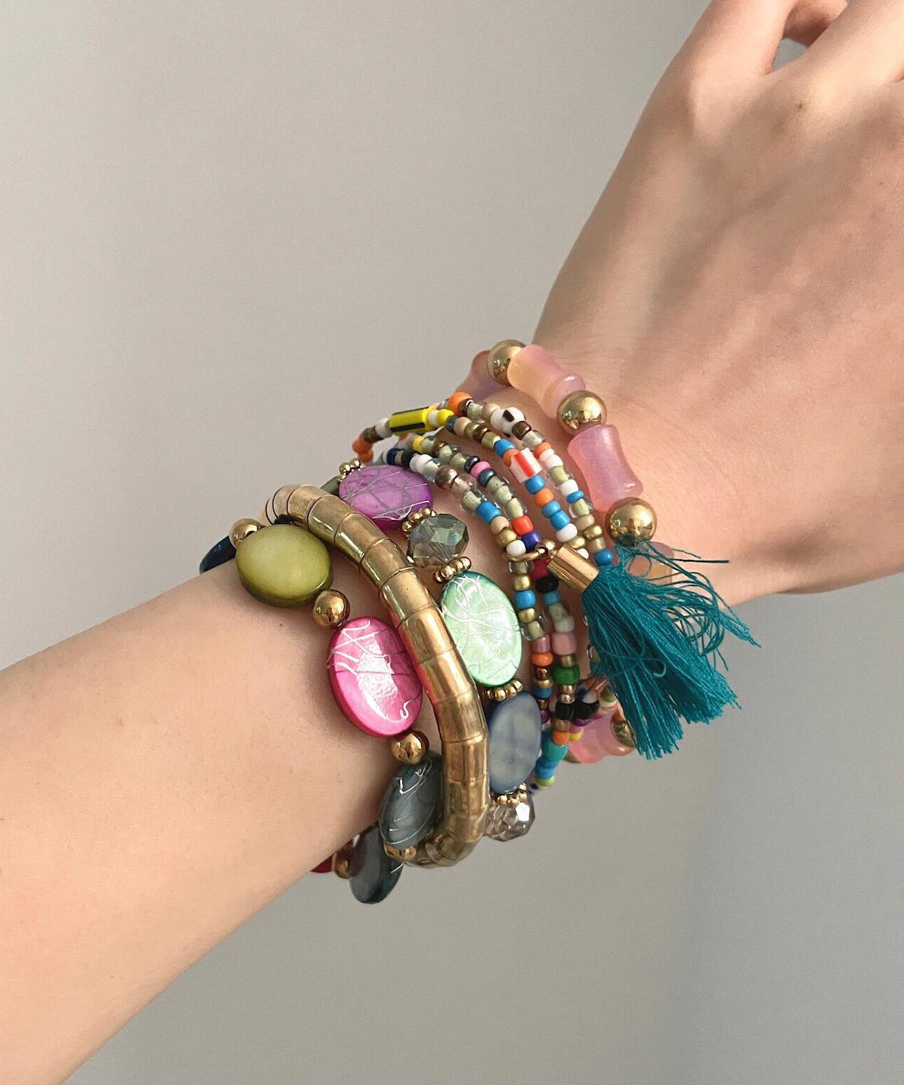 Rainbow Ally Weave Bead Bracelet Eight-piece Set