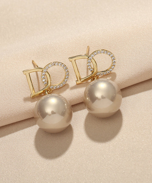 Original Design Gold Copper Alloy Zircon Pearl Drop Earrings