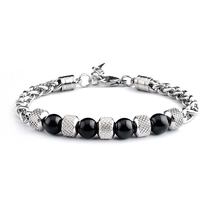 8mm Black Onyx Tiger Eye Courage Bracelet