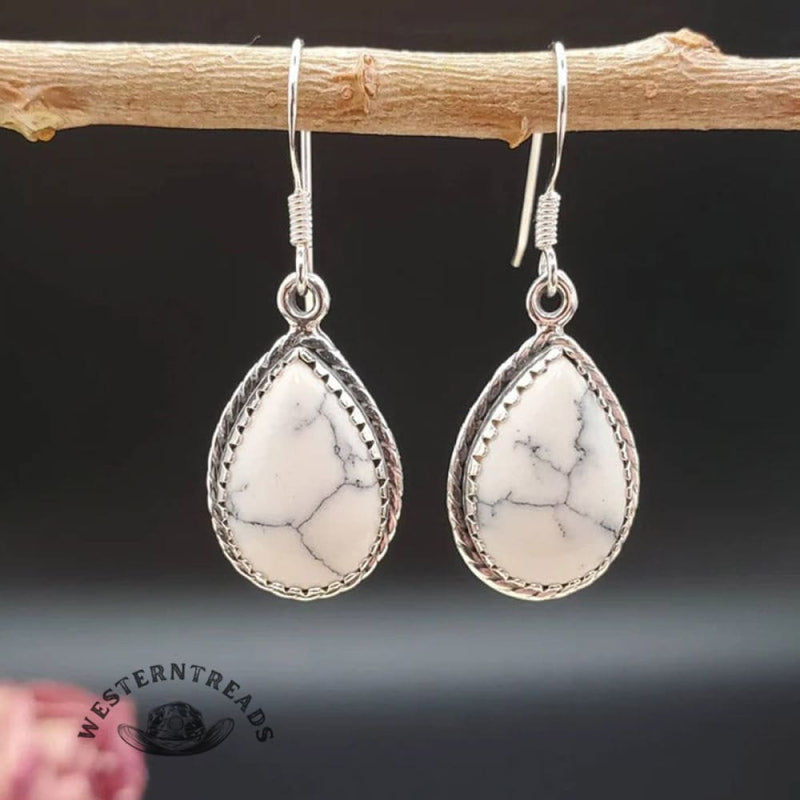 Very Popular ✨ White Turquoise Silver Tear Drop Earrings