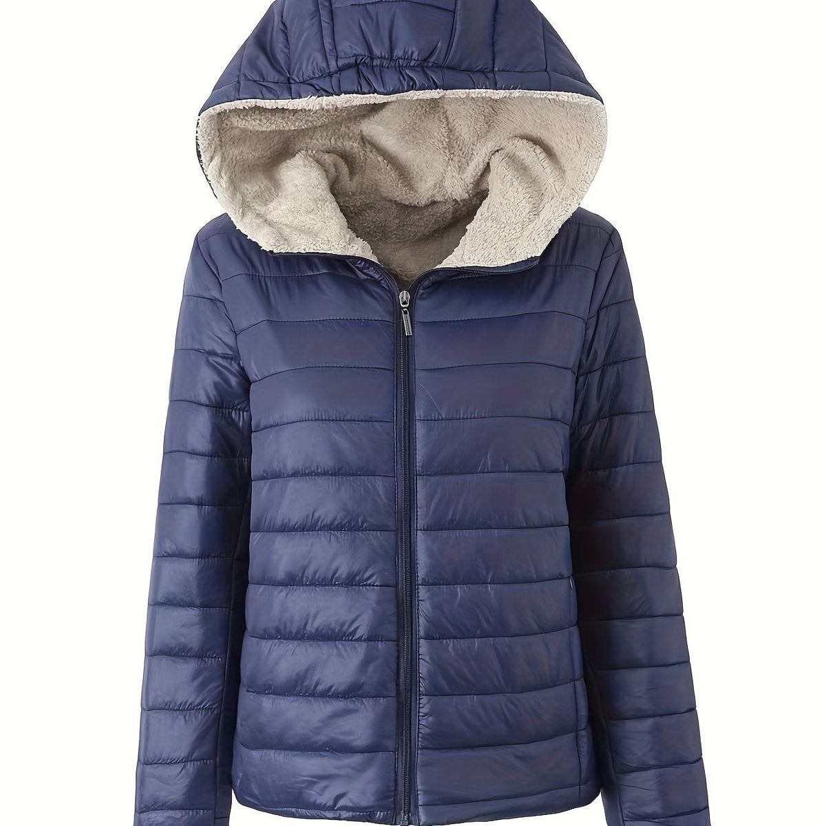 LM | Warm puffer jacket with zipper and faux fur lining