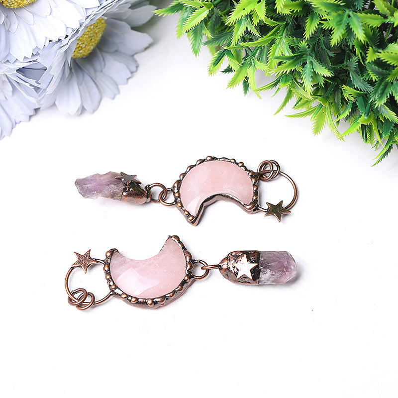 3.7-inch Rose Moon Amethyst Pendant for Spiritual Healing