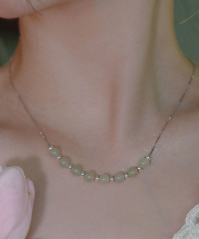Cyan Jade Gratuated Bead Necklace