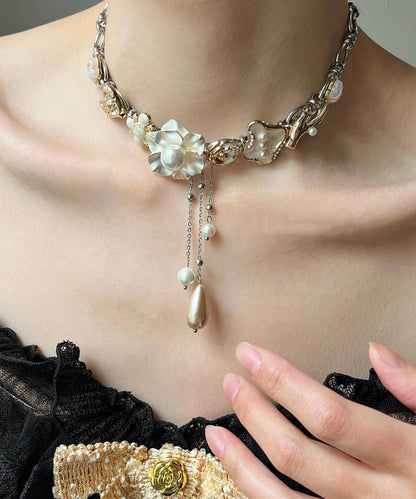 White Tassel Pearl Adjustable Alloy Choker