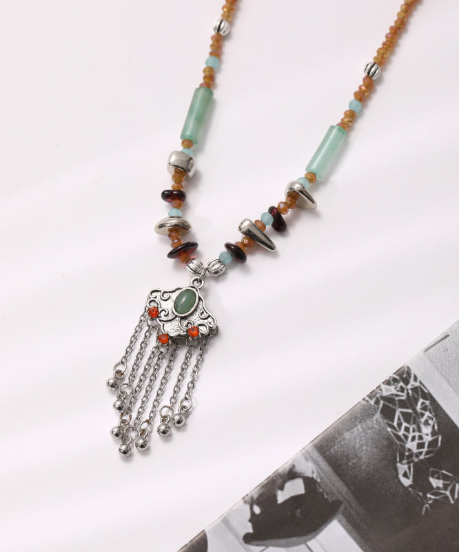 Retro Style Clavicle Chain Patchwork Ruyi Tassel