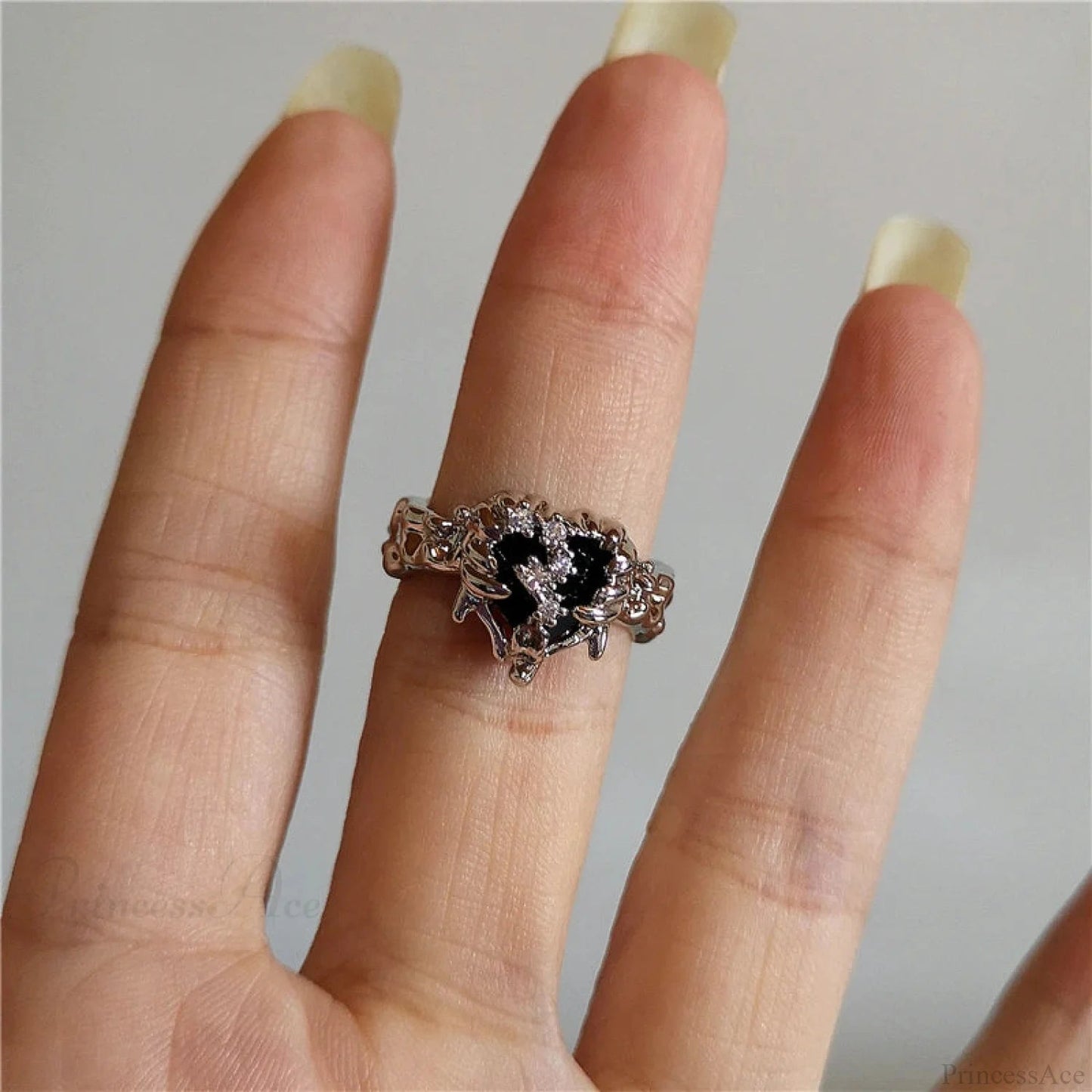 Dark Thorny Rose Pair Ring