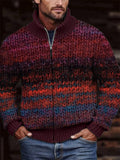 Men's Vintage Colorful Crochet Art Cozy Zip Cardigan artswardrobe