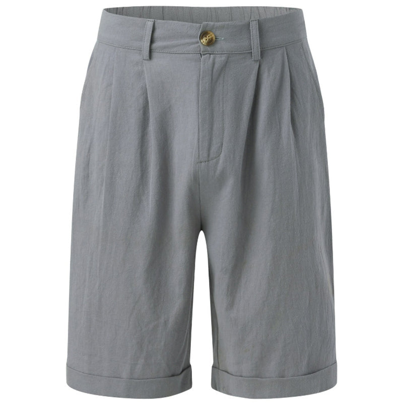 Men's Vintage Casual Pleated Cotton Linen Shorts elevenforest