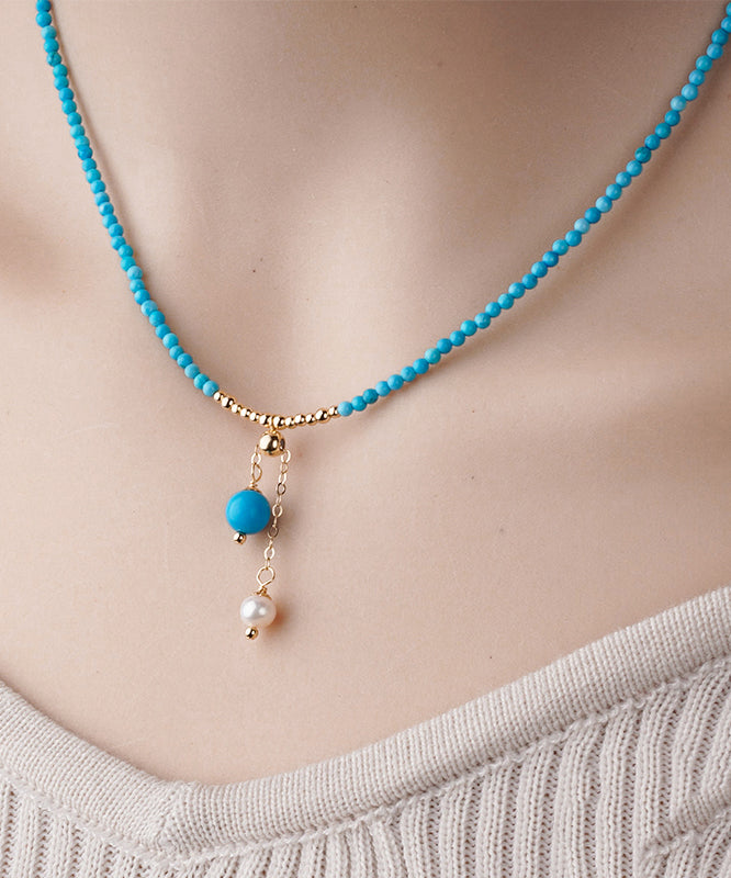 New Natural Pearl Patchwork Turquoise Necklace