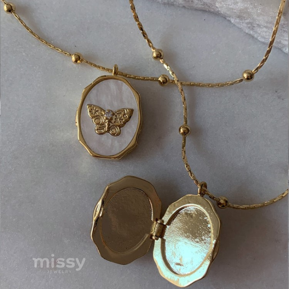 Butterfly Locket Pendant Necklace