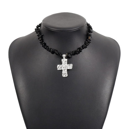 Naturel Stones Cross Necklaces