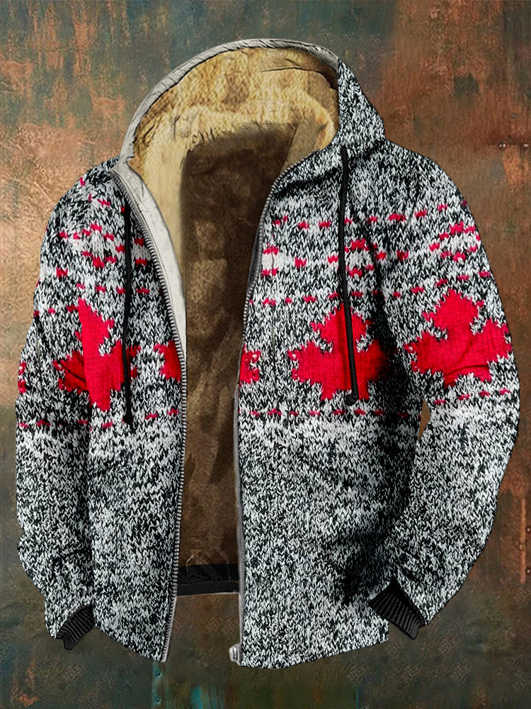 Men's Vintage Canada Maple Leaf Cozy Full Zip Hoodie elevenforest