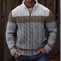 Men'S Vintage Color Block Knitted Jacquard Cozy Sweater Cardigan artswardrobe