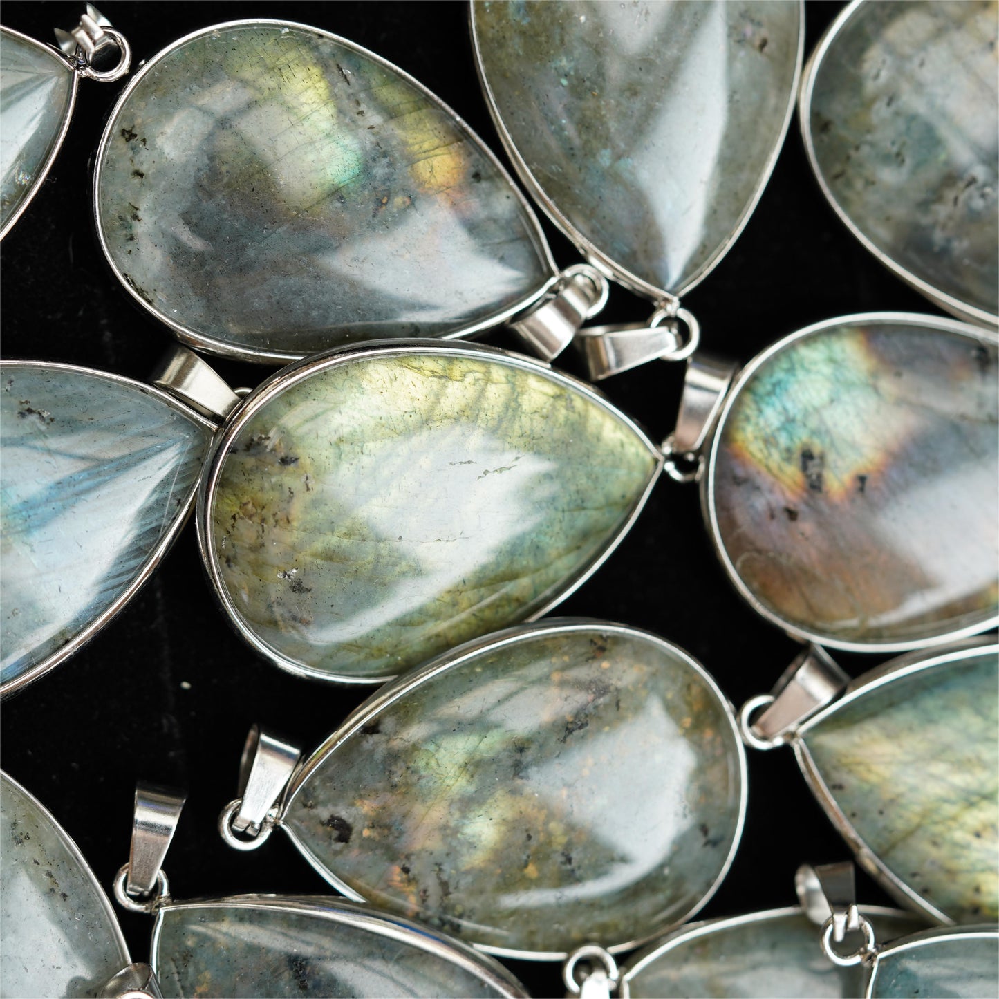 35mm Mixed Crystal Teardrop Pendant With Gold or Silver Trim
