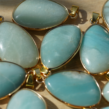 35mm Teardrop Mixed Crystal Pendant With Gold & Silver Trim