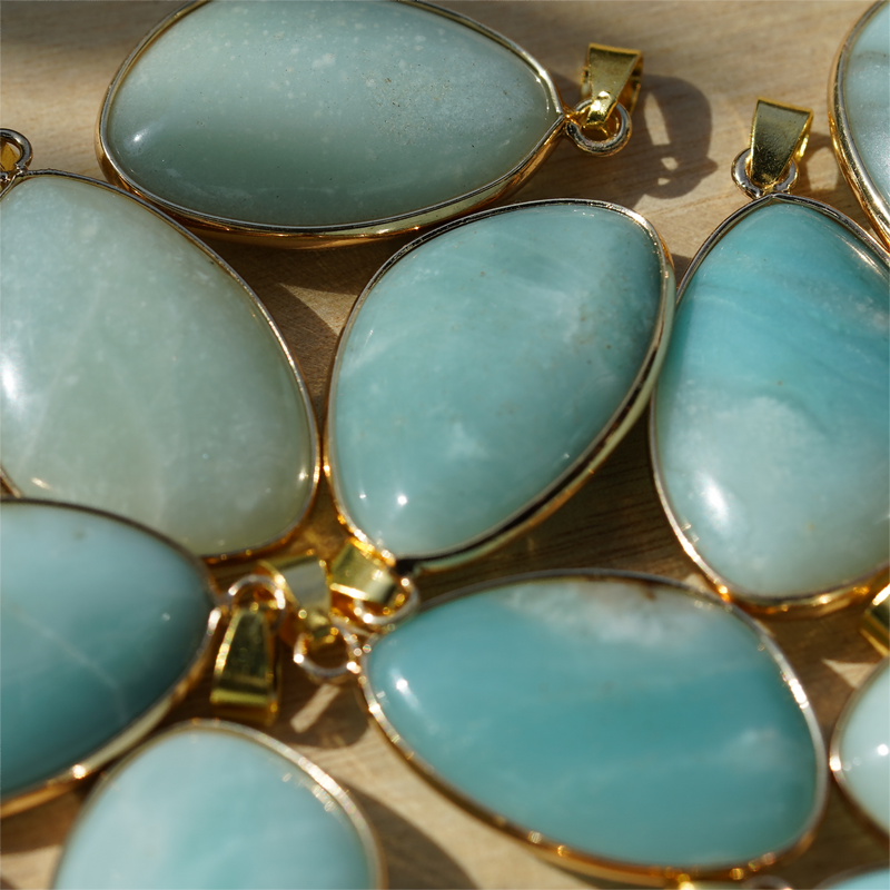 35mm Teardrop Mixed Crystal Pendant With Gold & Silver Trim