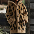 Comstylish Serval Cat Fur Skin Pattern Cozy Plush Hooded Cardigan
