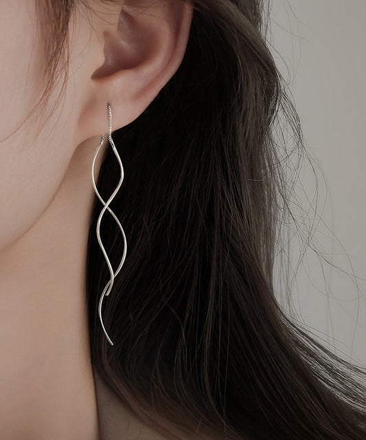 Silk Sterling Silver Wave Drop Earrings