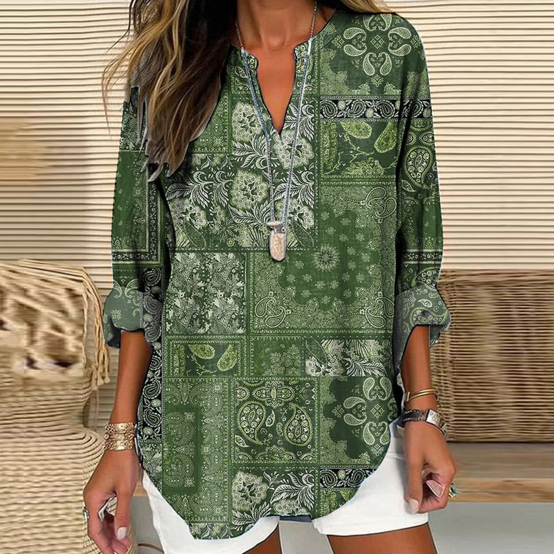 Women's Purple Patchwork Art Cotton And Linen Shirt artswardrobe