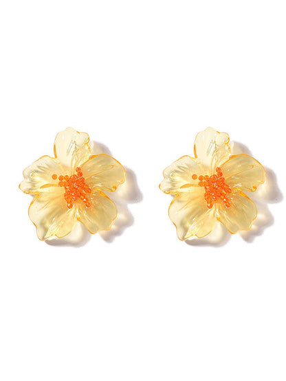 Flower Shape Slightly Sheer Earrings Accessories