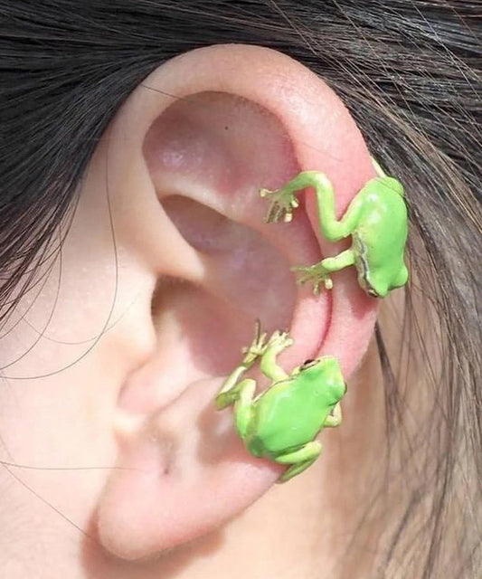 Grass Green Alloy Frog Stud Earrings
