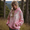 Comstylish Women's Pink Flower Embroidery Art Long Sleeve Hoodie