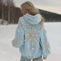 Comstylish Women's Christmas Snowflake Pattern Long Sleeve Casual Hoodie
