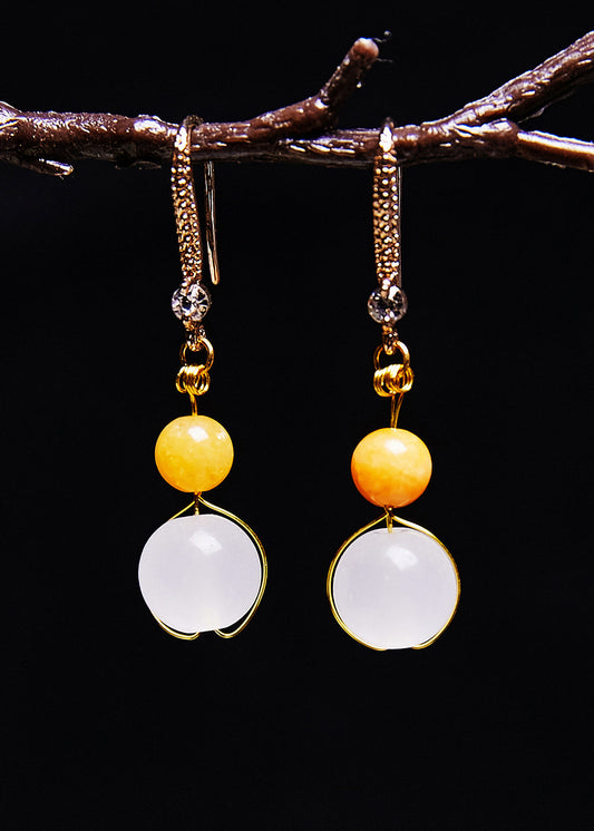 White Jade Connection Beeswax Drop Earrings
