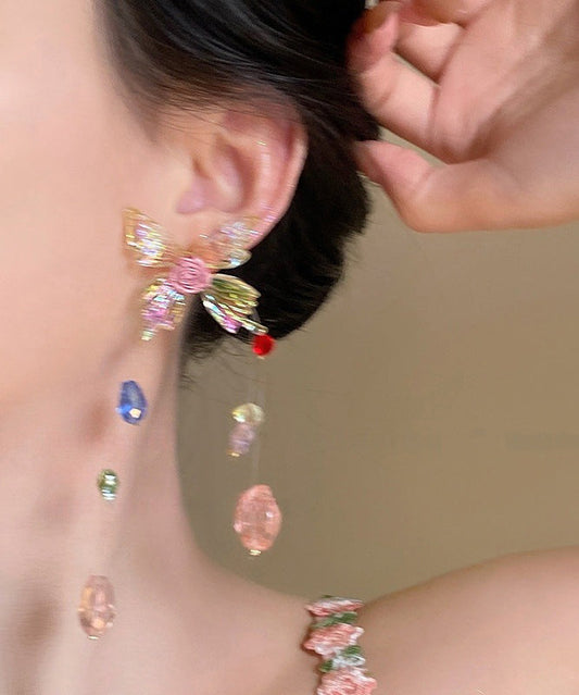 Novelty Rainbow Copper Beads Tassel Drop Earrings