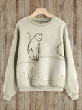 Comstylish Lovely Cat Pattern Print Vintage Cozy Sweatshirt