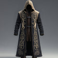 Men's Viking Contrast Color Tree Of Life Embroidered Knit Hooded Coat artswardrobe