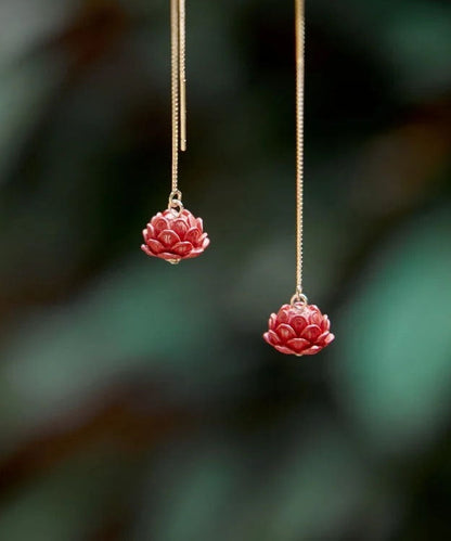 Red Sterling Silver Ancient Gold Drop Earrings