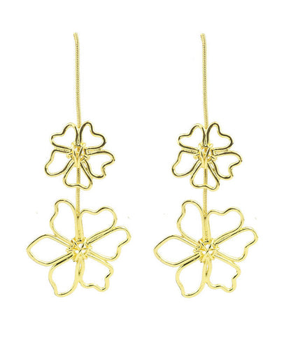 Oversize Gold Metal Alloy Hollow Out Drop Earrings