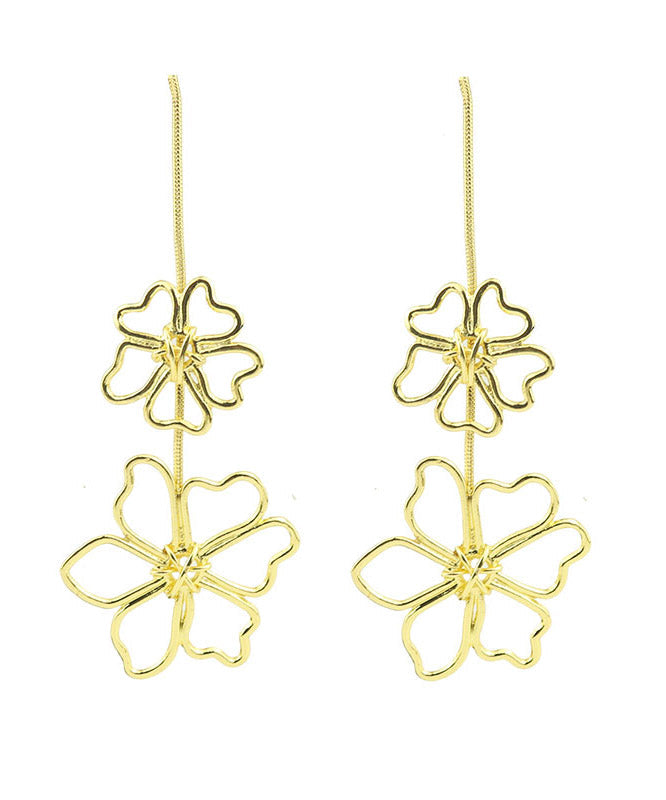 Oversize Gold Metal Alloy Hollow Out Drop Earrings