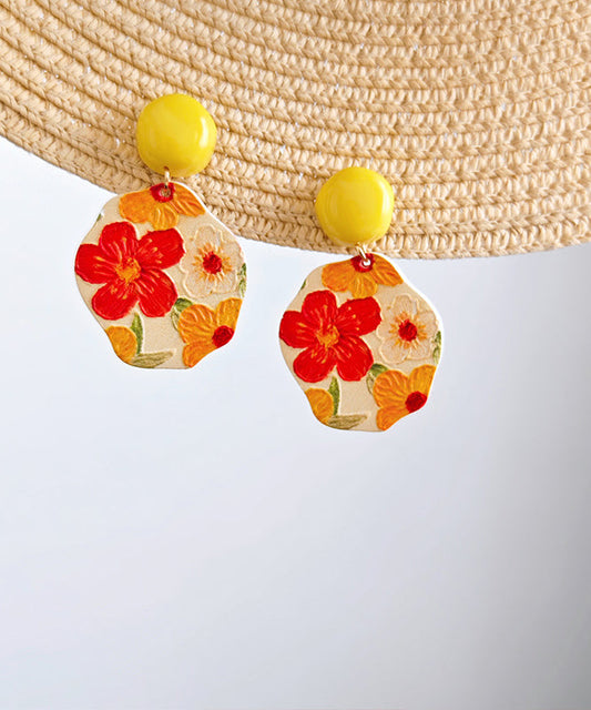 Yellow Srerling Silver Drop Glaze Drop Earrings