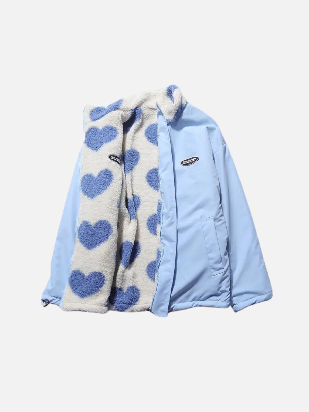 LM | Warm autumn coat with a cozy lining and pretty heart pattern
