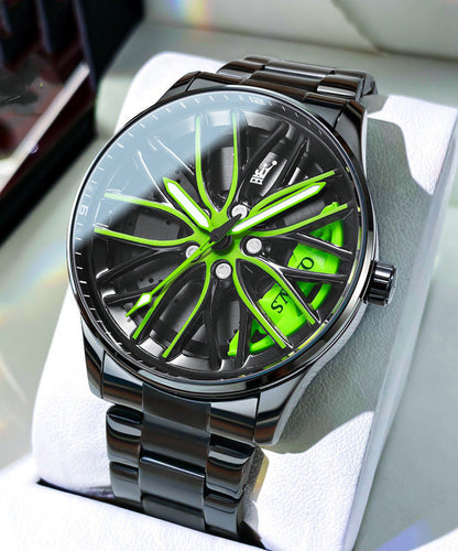Style Yellow Stainless Steel Quartz Movement Waterproof Watch