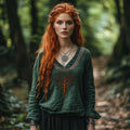 Tribal Viking Life Of Tree Inspired Cotton And Linen V-neck Loose Shirt artswardrobe