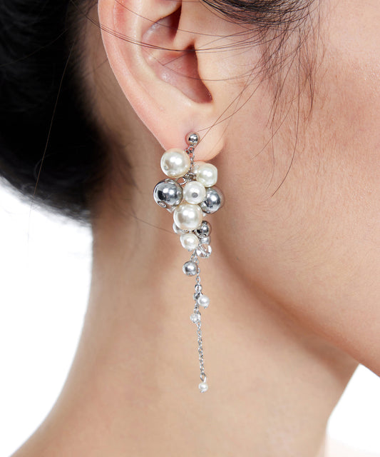 Original Pearl Tassel Silver Drop Earrings