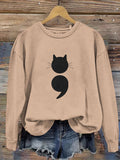 Women's Black Cat Abstract Art Painting Sweatshirt elevenforest