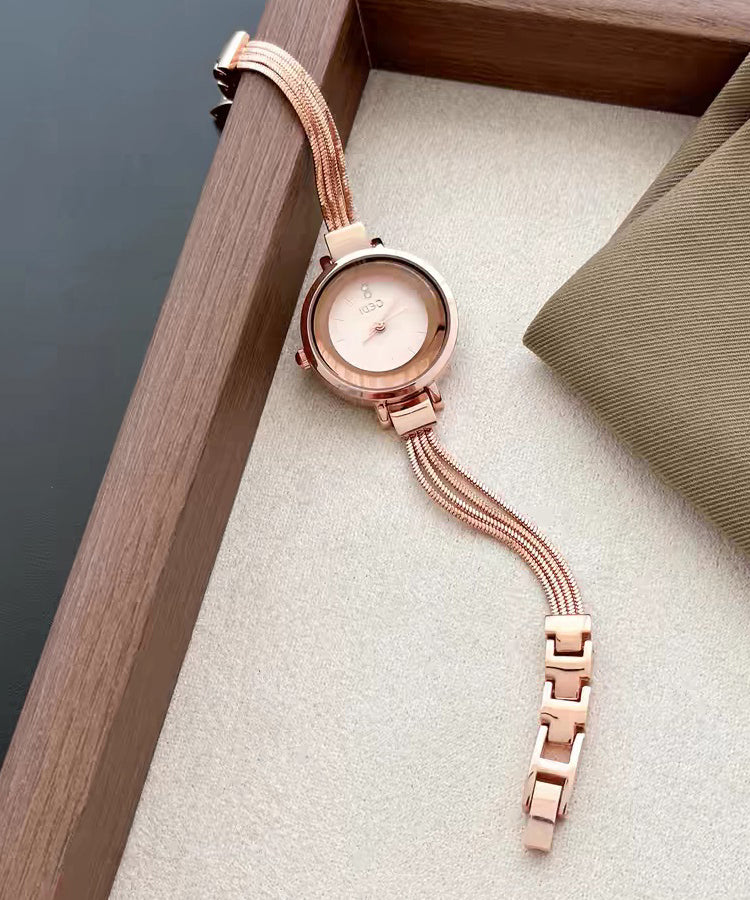 Classy Rose Alloy Hardlex Crystal Quartz Movement Asymmetrical Watches