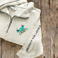 Comstylish Respect The Locals Frog Embroidered Zip Up Sweatshirt
