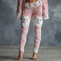 Women's Cute Cat Face Lace Embroidered Gradient Cozy Leggings elevenforest