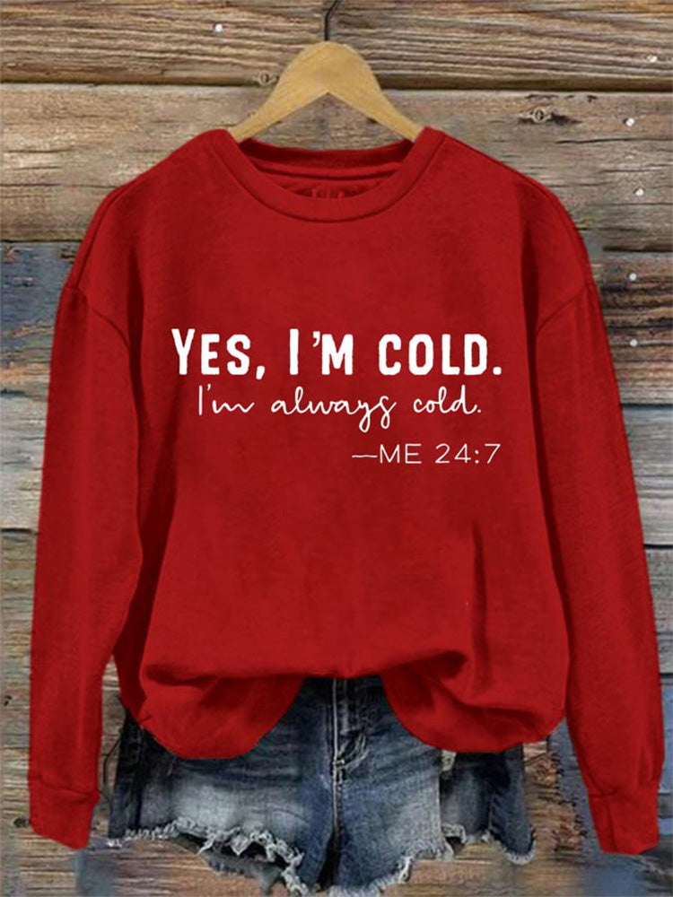 Comstylish Women's Christmas I'm Cold Print Casual Sweatshirt