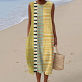Women's Vintage Geometry Stripes Print Casual Dress artswardrobe