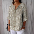 Women's Floral Print Linen Blend Casual Shirt artswardrobe
