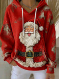 Comstylish Women's Retro Christmas Art Print Casual Sweatshirt