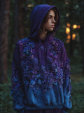 Comstylish Vintage Flowers Embroidered Purple Gradient Comfy Hoodie