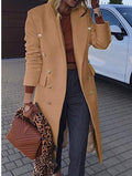 Lady'S Long Woolen Coat Multi-Button Woolen Coat